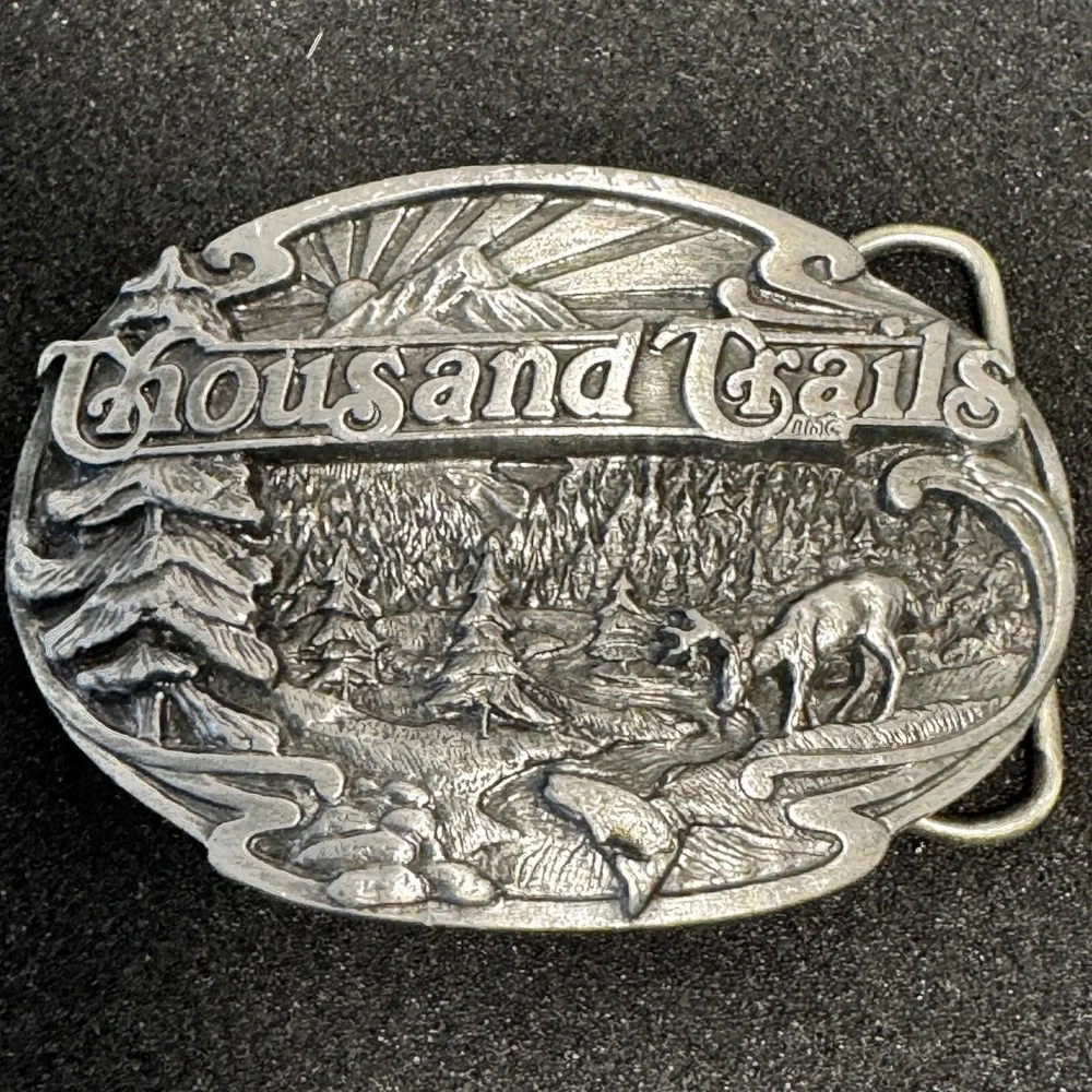 Vintage 1989 Siskiyou Thousand Trails Belt Buckle 2221‎ of 5000 Deer Horizon